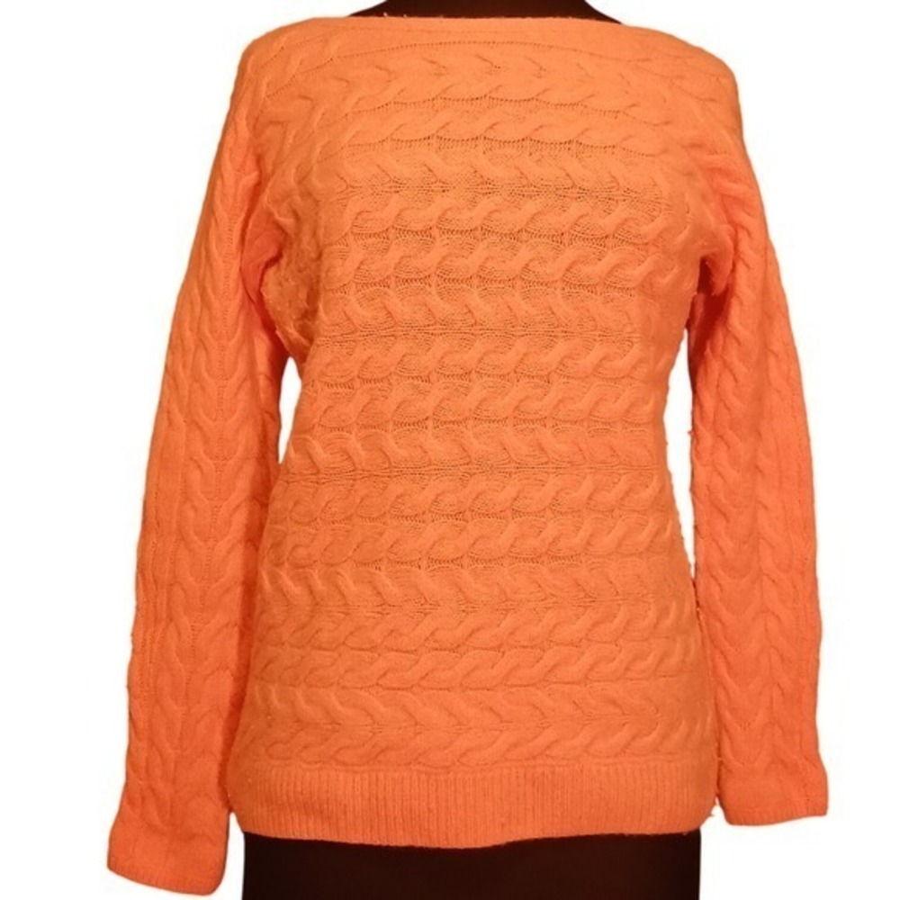 Talbots Cable Knit Sweater Pullover Long Sleeve Casual Orange Size M